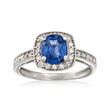 C. 2000 Vintage 1.40 Carat Sapphire and .30 ct. t.w. Diamond Halo Ring in 14kt White Gold