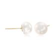 7-8mm Cultured Pearl Stud Earrings in 14kt Yellow Gold