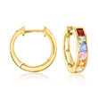 1.30 ct. t.w. Multicolored Sapphire Huggie Hoop Earrings in 18kt Gold Over Sterling