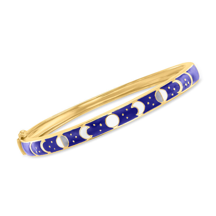 Multicolored Enamel Phases of the Moon Bangle Bracelet in 18kt Gold Over Sterling