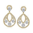 3.00 ct. t.w. Diamond Flower Cluster Teardrop Earrings in 18kt Gold Over Sterling