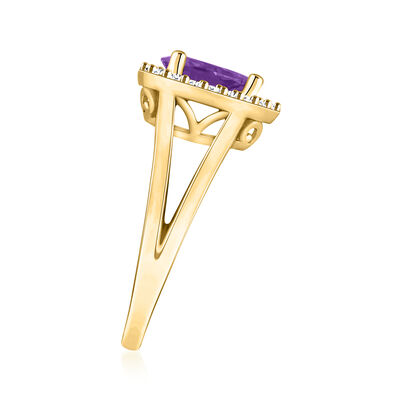 1.30 Carat Amethyst Ring with .23 ct. t.w. Diamonds in 14kt Yellow Gold