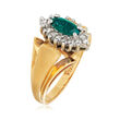 C. 1980 Vintage .35 Carat Synthetic Emerald and .25 ct. t.w. Diamond Ring in 14kt Yellow Gold