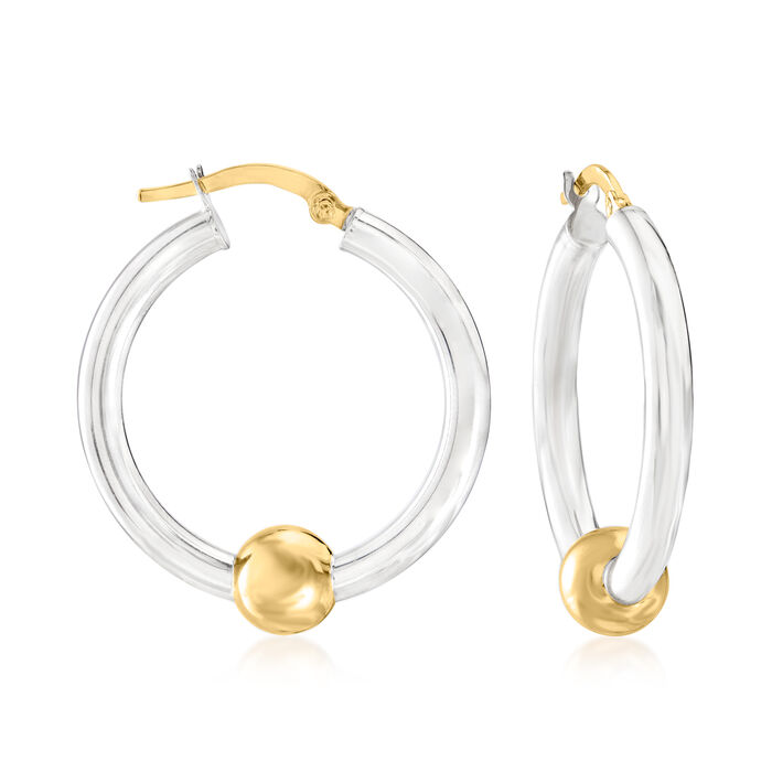 Cape Cod Jewelry Sterling Silver and 14kt Yellow Gold Hoop Earrings