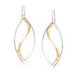 Sterling Silver and 14kt Yellow Gold Swirl Drop Earrings