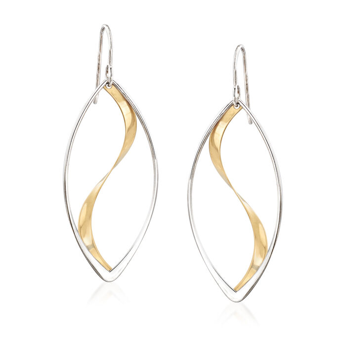 Sterling Silver and 14kt Yellow Gold Swirl Drop Earrings