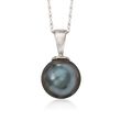 8-9mm Black Cultured Tahitian Pearl Necklace in 14kt White Gold