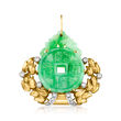 C. 1970 Vintage Jade and .50 ct. t.w. Diamond Chinese Symbol Pin/Pendant in Platinum and 14kt Yellow Gold
