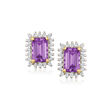 1.00 ct. t.w. Amethyst and .20 ct. t.w. Diamond Stud Earrings in 14kt Yellow Gold