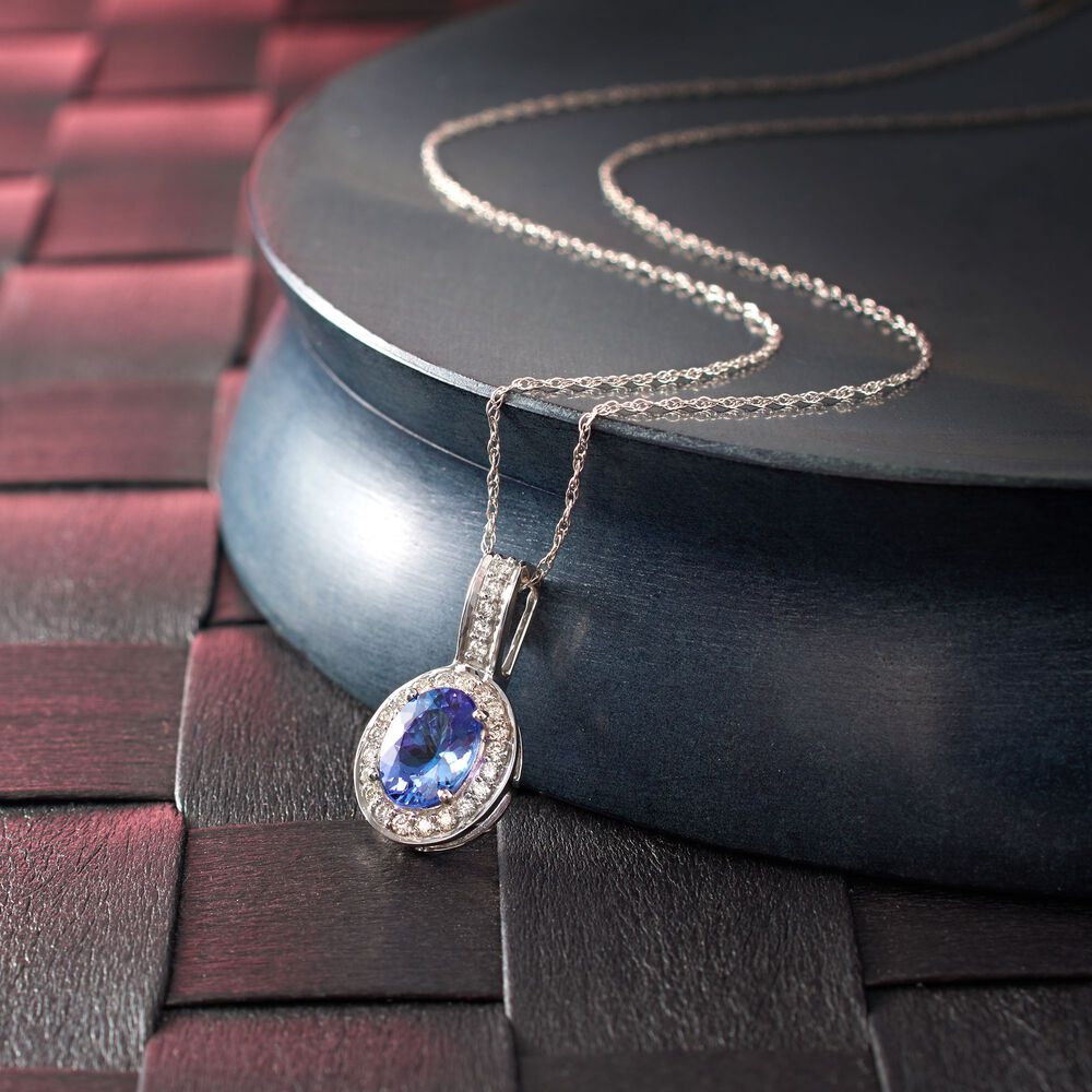 1.15 Carat Tanzanite and .21 ct. t.w. Diamond Pendant Necklace in 14kt ...