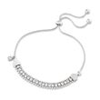Italian 1.00 ct. t.w. CZ and Clover Chain Bolo Bracelet in Sterling Silver