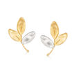14kt Two-Tone Gold Leaf Earrings