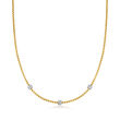 ALOR .40 ct. t.w. Diamond Barrel Station Necklace in Yellow Stainless Steel and 14kt White Gold