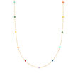 Italian Rainbow Enamel Bead Station Necklace in 14kt Yellow Gold