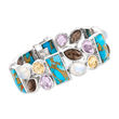 Turquoise and 32.25 ct. t.w. Multi-Gemstone  Bracelet with Moonstone in Sterling Silver
