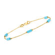 Italian Simulated Turquoise Bead Station Bracelet in 18kt Yellow Gold