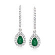 .80 ct. t.w. Emerald Drop Earrings with .41 ct. t.w. Diamonds in 18kt White Gold