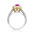 1.00 Carat Pink Tourmaline Heart Ring with 1.00 ct. t.w. Diamonds in 14kt Two-Tone Gold