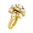 C. 1970 Vintage Opal and .70 ct. t.w. Diamond Cluster Ring in 18kt Yellow Gold