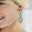 24.30 ct. t.w. Tonal Blue Topaz and 2.30 ct. t.w. Iolite Drop Earrings in 18kt Gold Over Sterling