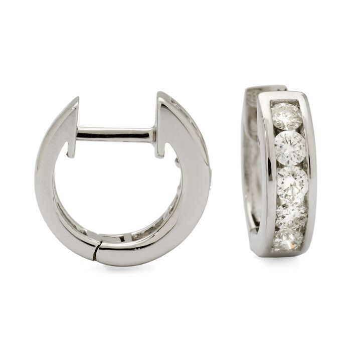 .75 ct. t.w. Diamond Hoop Earrings in 14kt White Gold