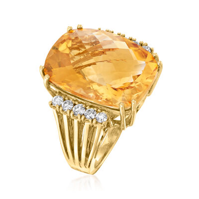 17.00 Carat Citrine Ring with .44 ct. t.w. Diamonds in 14kt Yellow Gold