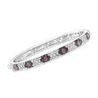 C. 1990 Vintage 2.75 ct. t.w. Multicolored Diamond and .20 ct. t.w. Ruby Flower Bangle Bracelet in 14kt White Gold