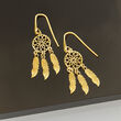 Italian 14kt Yellow Gold Dreamcatcher Drop Earrings