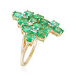4.40 ct. t.w. Emerald and .16 ct. t.w. Diamond Flower Ring in 14kt Yellow Gold