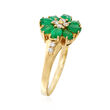 1.20 ct. t.w. Emerald and .20 ct. t.w. Diamond Flower Ring in 18kt Yellow Gold