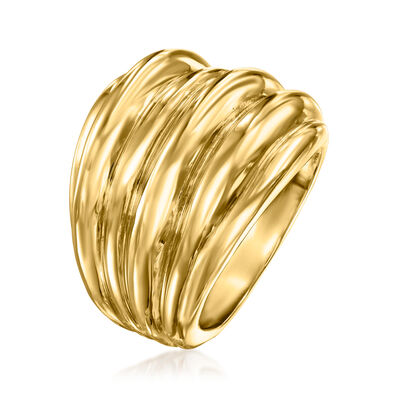 Italian 18kt Yellow Gold Ribbed Ring
