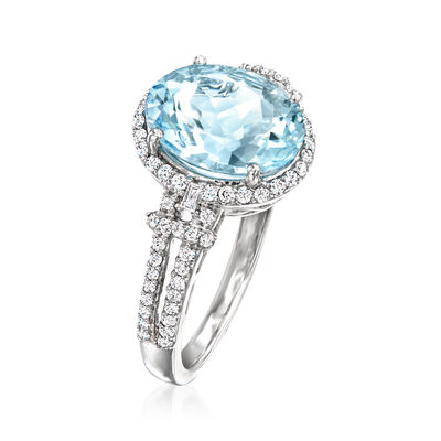 3.30 Carat Aquamarine Ring with .37 ct. t.w. Diamonds in 14kt White Gold