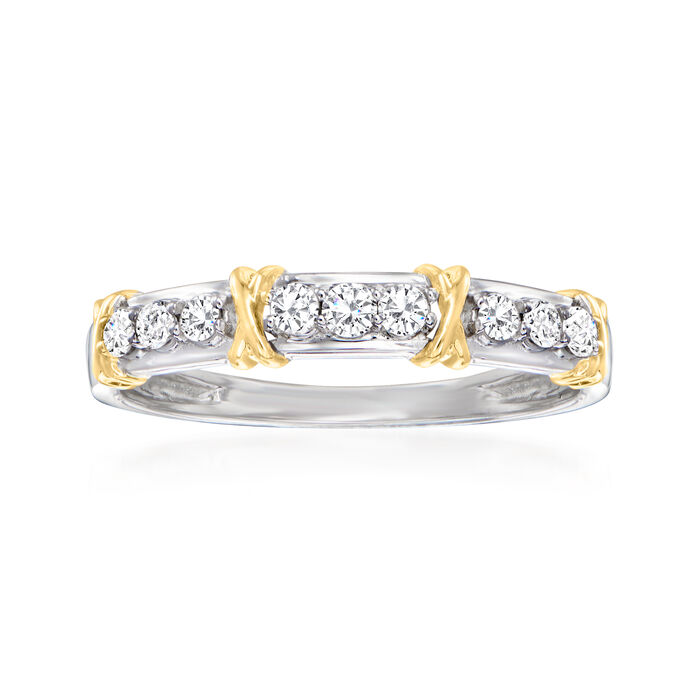 .25 ct. t.w. Diamond X Station Ring in 14kt Two-Tone Gold