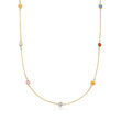 .70 ct. t.w. Bezel-Set Multicolored Sapphire Station Necklace in 14kt Yellow Gold
