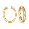 1.00 ct. t.w. Diamond Three-Row Hoop Earrings in 18kt Gold Over Sterling
