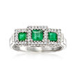 .70 ct. t.w. Emerald and .21 ct. t.w. Diamond Ring in 14kt White Gold