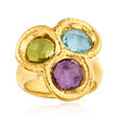 Italian Andiamo 4.50 ct. t.w. Multi-Gemstone 14kt Yellow Gold Ring