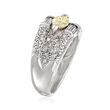 C. 1980 Vintage 1.24 ct. t.w. Yellow and White Diamond Ring in Platinum