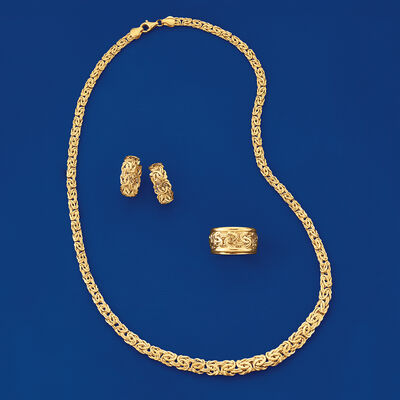 18kt Yellow Gold Byzantine Hoop Earrings