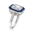 1.35 ct. t.w. CZ and .20 ct. t.w. Simulated Sapphire Ring in Sterling Silver