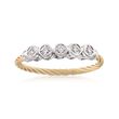 ALOR &quot;Classique&quot; .11 ct. t.w. Diamond Yellow Cable Ring With 18kt White Gold