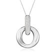 .70 ct. t.w. Pave CZ Oval Doorknocker Pendant Necklace in Sterling Silver