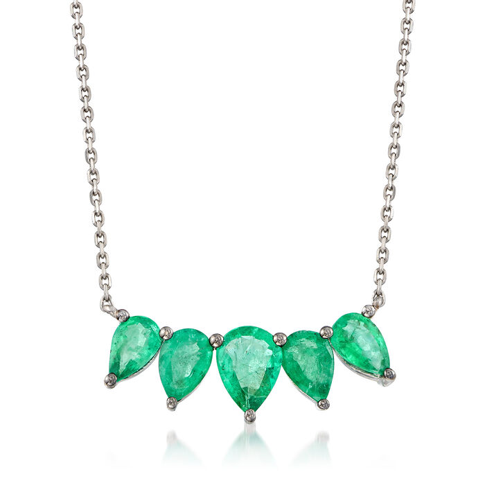 2 ct. t.w. Pear-Shaped Emerald Necklace in 18kt White Gold