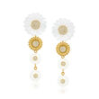 Mother-of-Pearl and 1.70 ct. t.w. White Topaz Removable Flower Drop Earrings in 18kt Gold Over Sterling