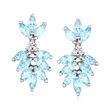 5.00 ct. t.w. Aquamarine and .12 ct. t.w. Diamond Drop Earrings in 14kt White Gold