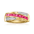 .90 ct. t.w. Pink Sapphire and .12 ct. t.w. Diamond Ring in 14kt Yellow Gold