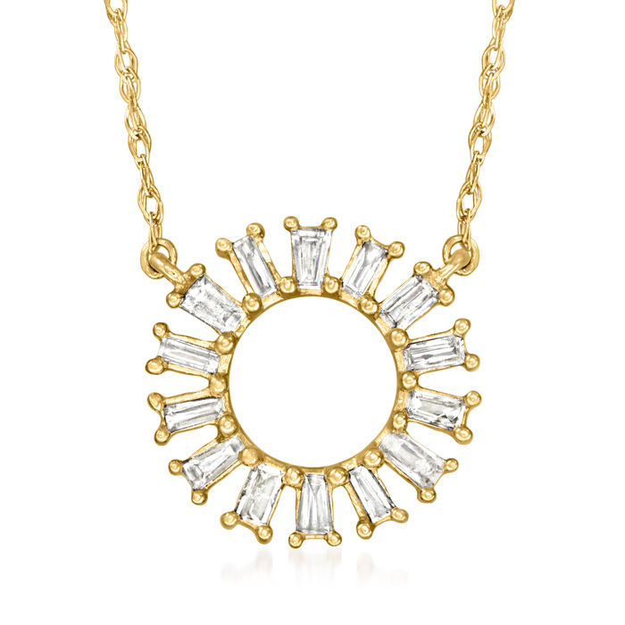 .15 ct. t.w. Baguette Diamond Sun Necklace in 10kt Yellow Gold