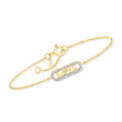 .20 ct. t.w. Diamond &quot;Love&quot; Plate Bracelet in 18kt Gold Over Sterling