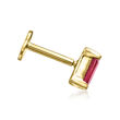 .10 Carat Baguette Ruby Single Flat-Back Stud Earring in 14kt Yellow Gold