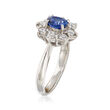 C. 2000 Vintage .95 Carat Sapphire and .60 ct. t.w. Diamond Ring in Platinum